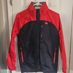 Boys REI Red and Navy Light-weight Rain Jacket 14/16